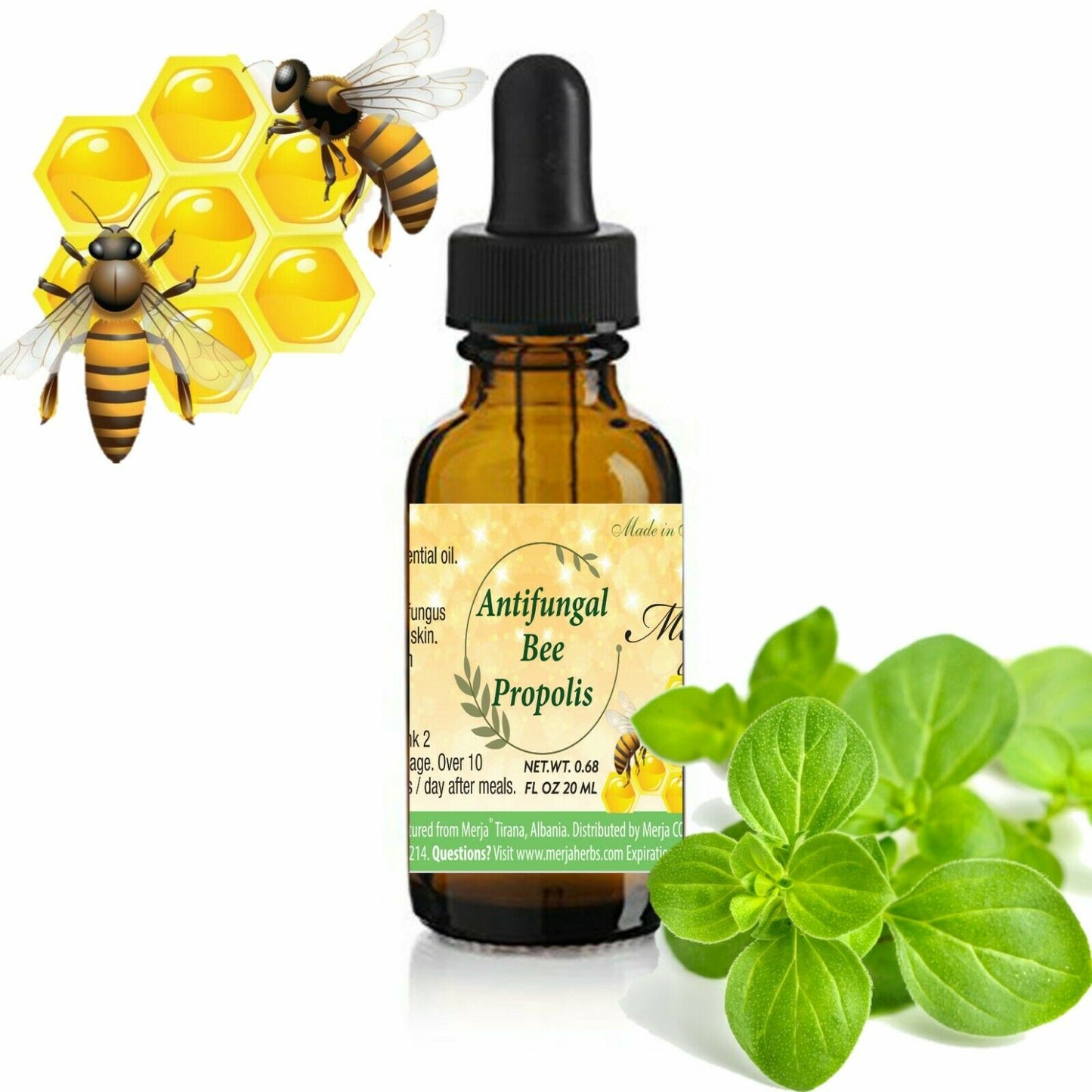 Propolis extract with Oregano oil 20 ml in glass bottle with dropper
