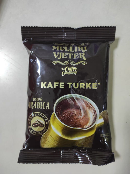 Traditional Turkish coffee from Mulliri Vjetër, finely ground for a rich aroma and bold taste. Perfect for authentic coffee moments.”